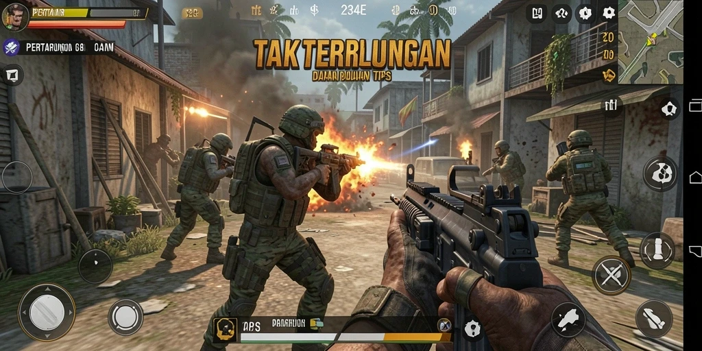 Screenshot gameplay <strong>234E</strong> menampilkan aksi pertempuran yang dramatis.