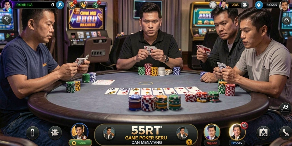 Tampilan menarik dari gameplay seru 55RT poker.