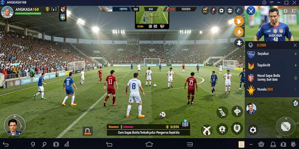 Tangkapan layar gameplay menampilkan aksi seru di lapangan sepak bola.
