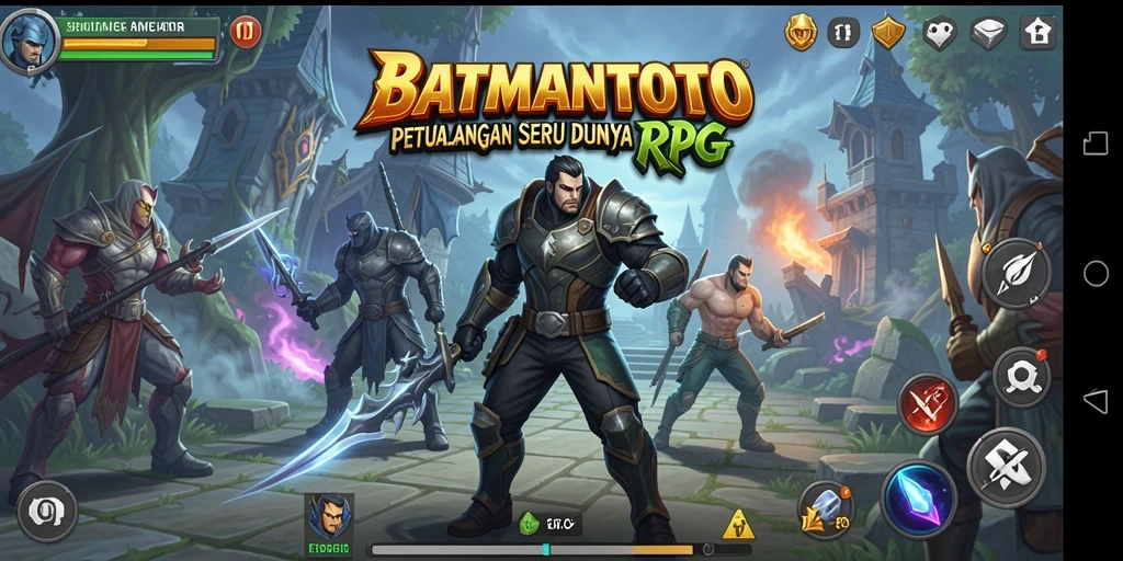 Screenshot menunjukkan karakter melawan monster dalam dunia RPG yang menakjubkan.