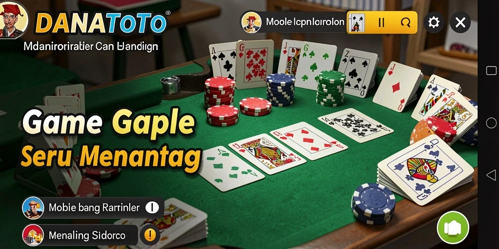 Screenshot gameplay seru dari DANATOTO yang menampilkan suasana Gaple.