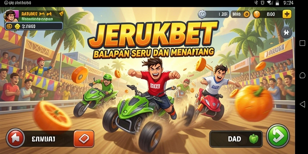 Screenshot JERUKBET menampilkan aksi balapan yang seru di lintasan.