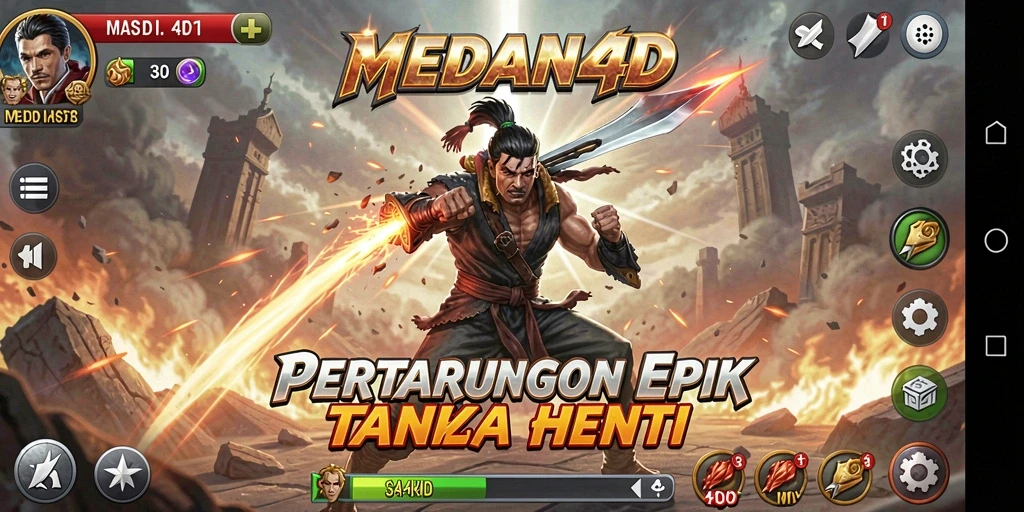Tampilan gameplay mendebarkan dari MEDAN4D dengan pertarungan seru.