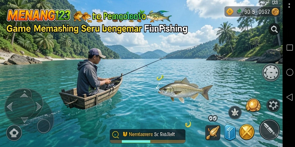 Screenshot gameplay <strong>MENANG123</strong> menampilkan momen memancing yang mendebarkan.