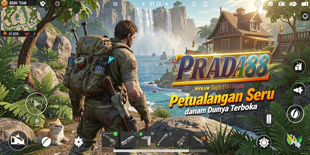 Screenshot gameplay PRADA188 yang menampilkan eksplorasi dunia terbuka.