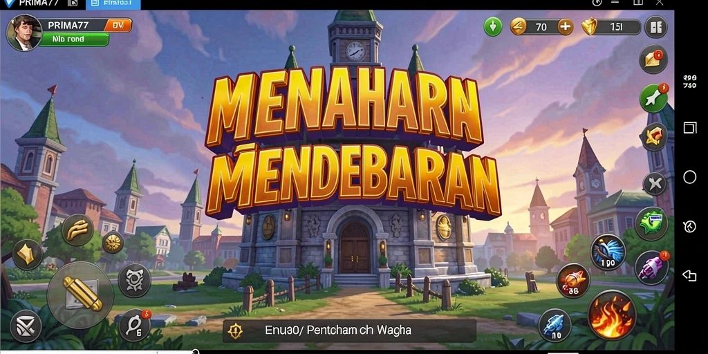 Tampilan menarik gameplay Tower Defense PRIMA77 dengan menara dan musuh.
