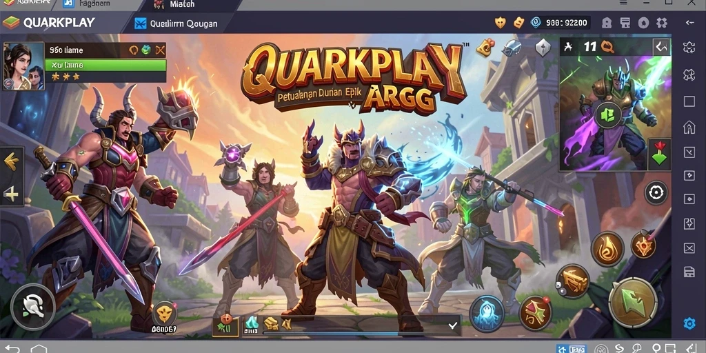 Tangkapan layar gameplay menunjukkan pertempuran mendebarkan dalam QUARKPLAY.