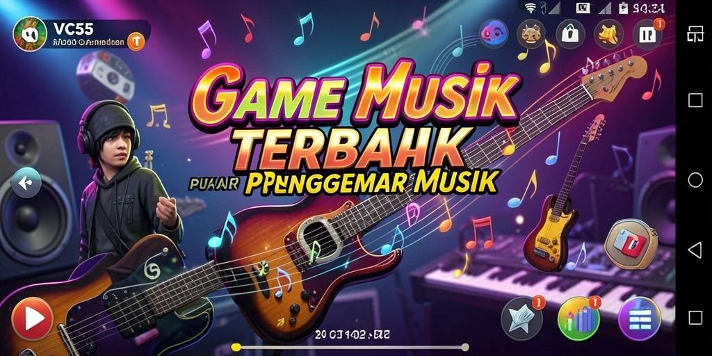 Screenshot gameplay VC55 yang menampilkan keseruan bermain musik.